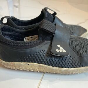 VIVObarefoot Kids Black Slip-On Athletic Shoes with Hook-and-Loop Strap
